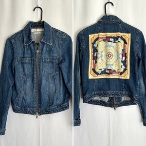 Tommy Hilfiger Women's Nautical Print Long Sleeve Full Zipper Denim Jacket sz SP